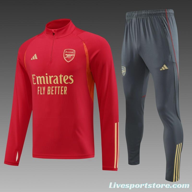 23/24 Arsenal Red Half Zipper Jacket+ Pants