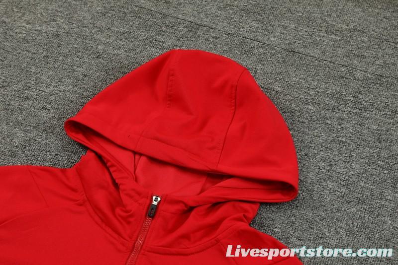 23/24 Arsenal Red Hoodie Half Zipper Jacket+ Pants