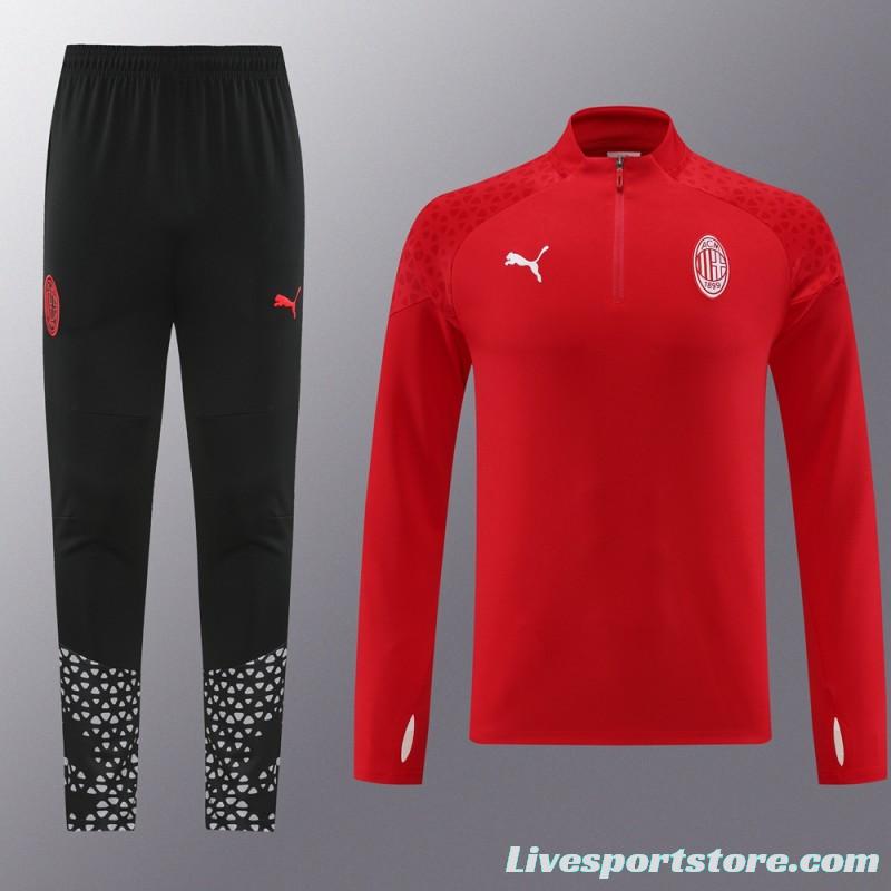 23/24 AC Milan Red Half Zipper Jacket+Pants