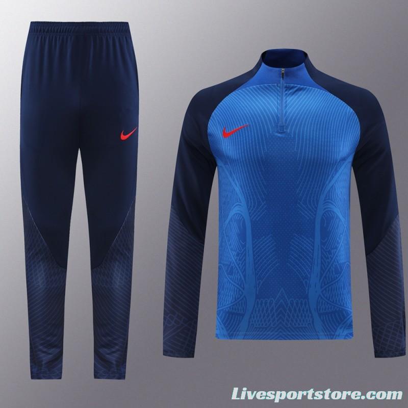 2024 Nike Blue/Navy Half Zipper Jacket+Pants