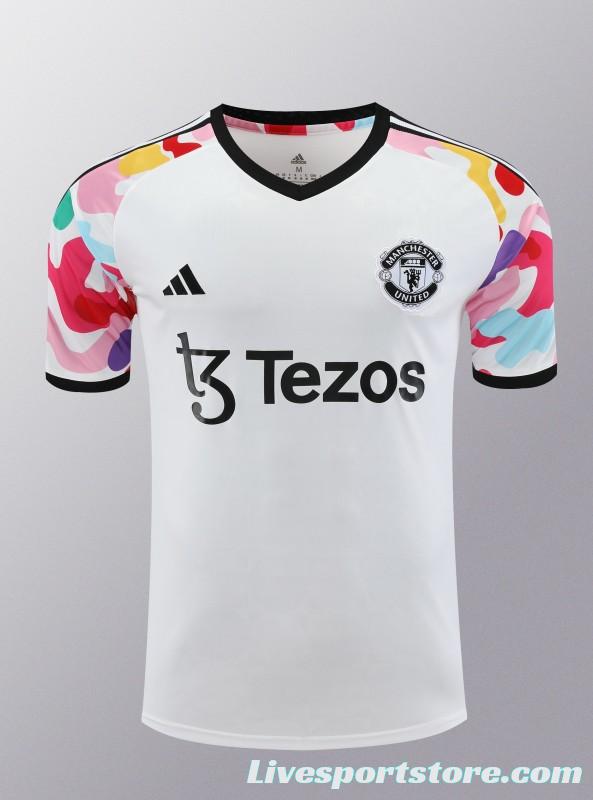 24/25 Manchester United White Short Sleeve Jeresy+Shorts