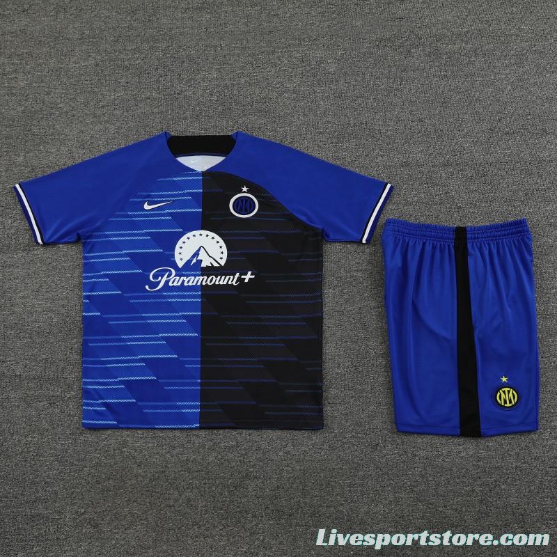 23/24 Inter Milan Blue Training Short Sleeve Jersey+Pants