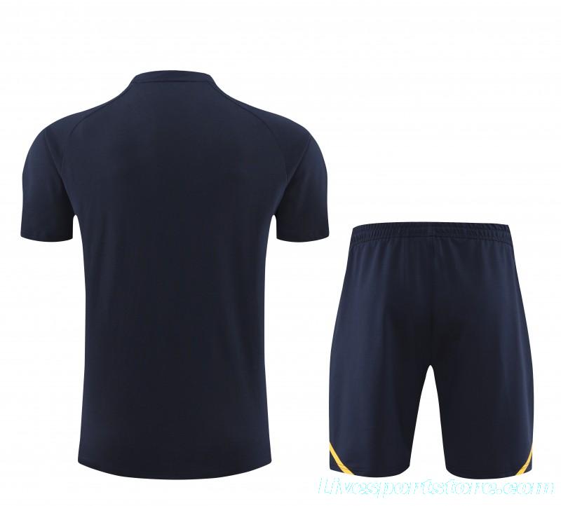 23/24 Real Madrid Navy Cotton Short Sleeve Jersey+Shorts