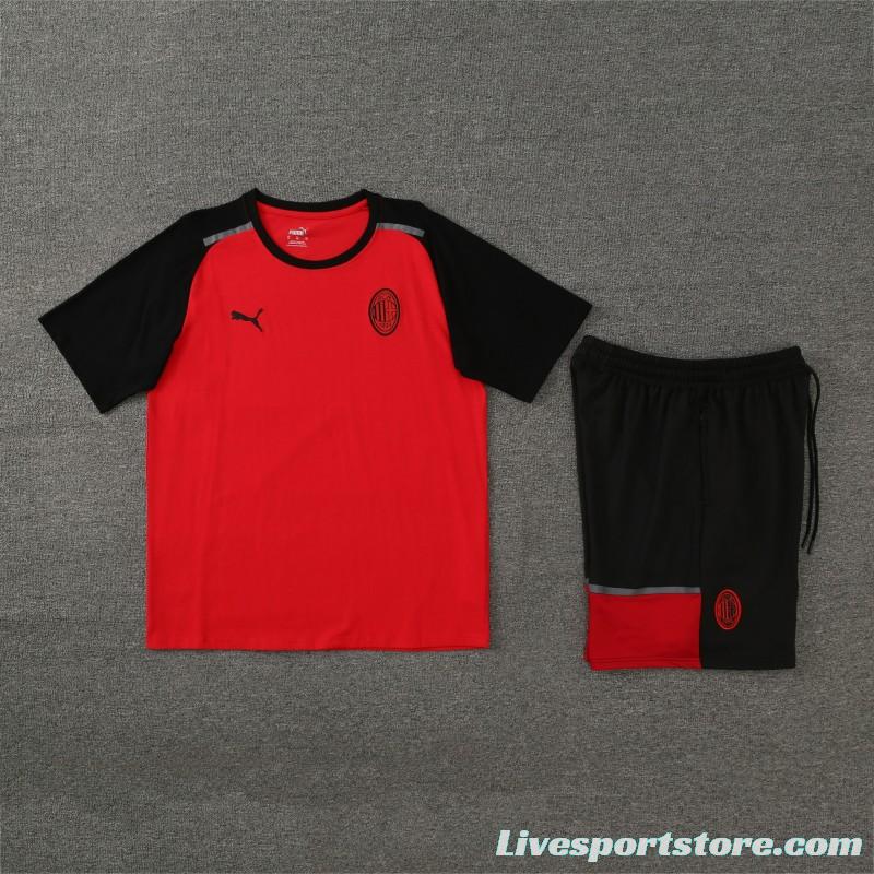 23/24 AC Milan Red/Black Cotton Short Sleeve Jersey+Shorts