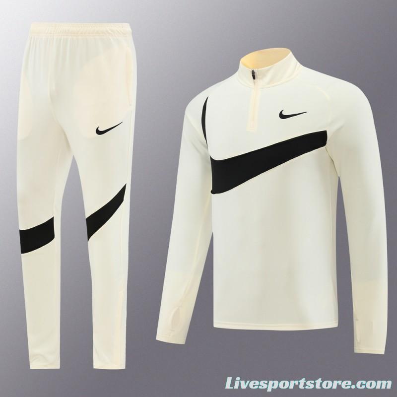 2024 Nike Light Yellow/Black Half Zipper Jacket+Pants