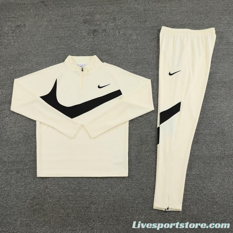 2024 Nike Light Yellow/Black Half Zipper Jacket+Pants