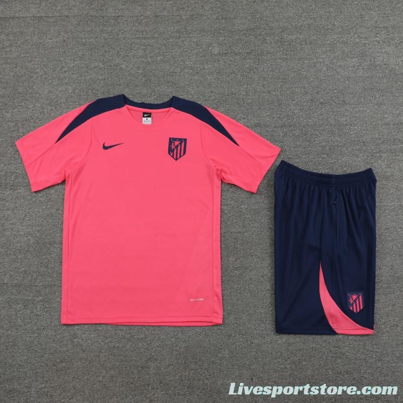 23/24 Atletico Madrid Pink Cotton Short Sleeve Jersey+Shorts