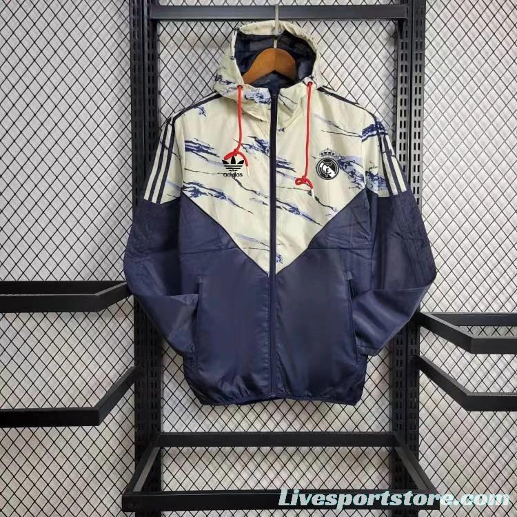 24/25 Real Madrid Navy/Beige Windbreaker