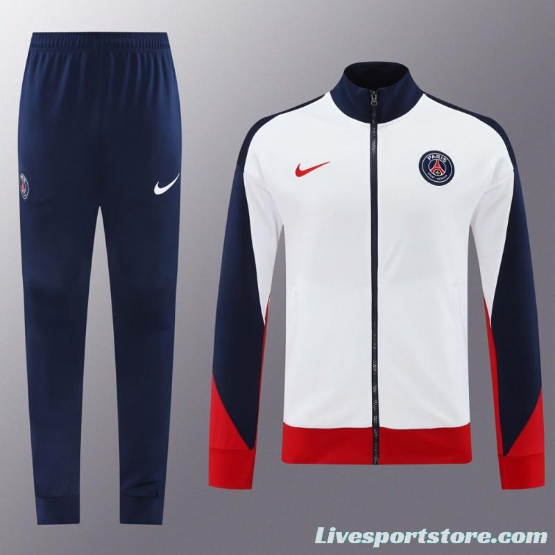 24 25 PSG White Full Zipper Jacket +Long Pants