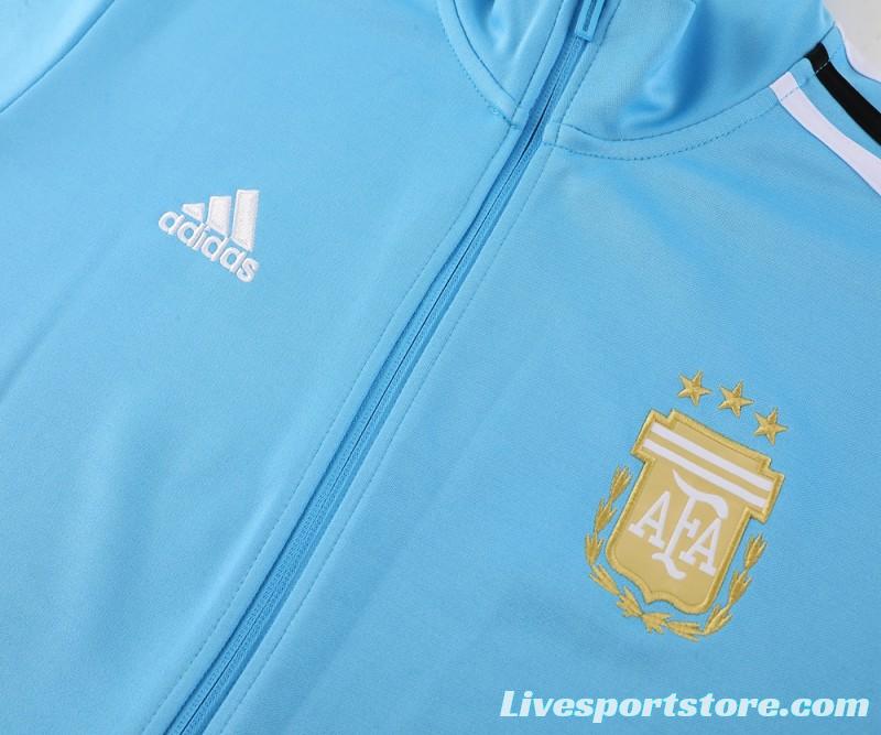 2024 Argentina Blue Full Zipper Jacket +Long Pants