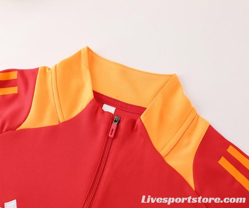 2024 Adidas Red/Yellow Half Zipper Jacket +Long Pants