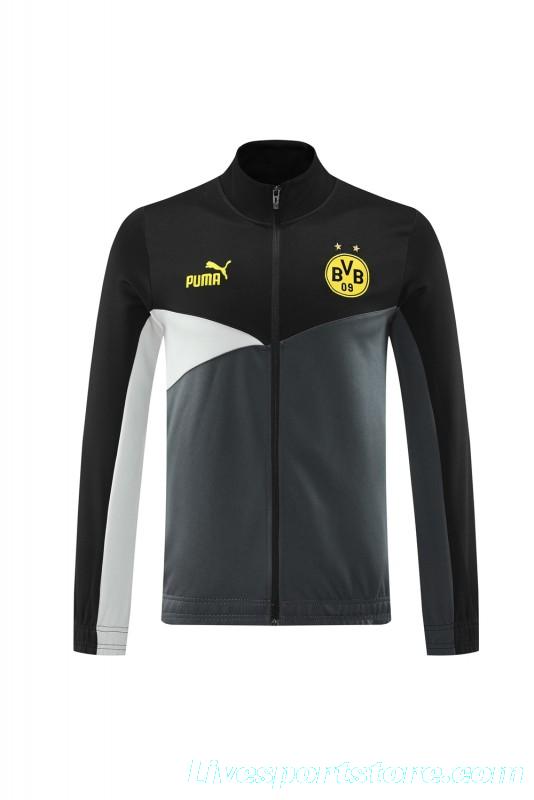 24/25 Borussia Dortmund Grey/Black Full Zipper Jacket +Long Pants