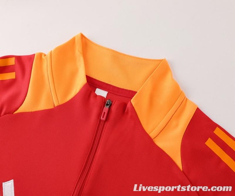 2024 Adidas Red/Yellow Half Zipper Jacket +Long Pants