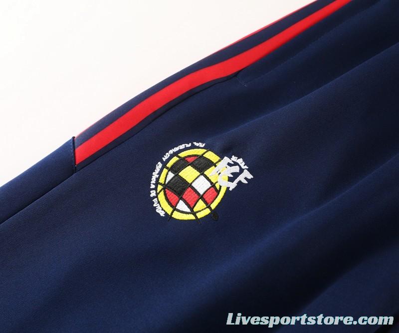 2024 Spain Navy Full Zipper Jacket +Long Pants