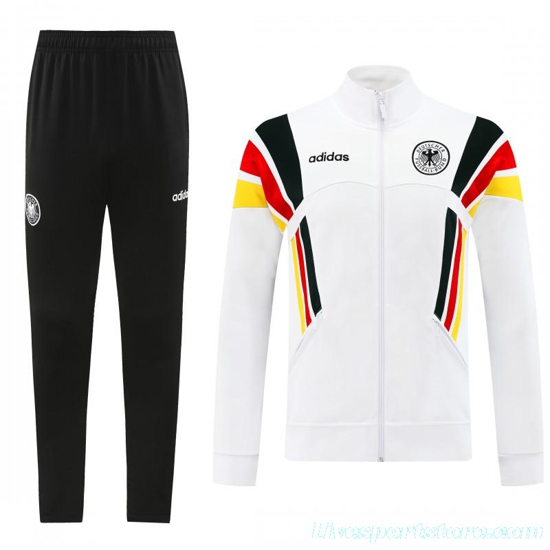 2024 Germany White Full Zipper Jacket +Long Pants