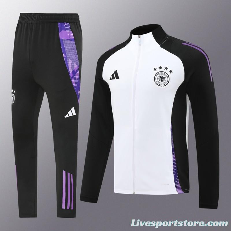 2024 Germany White/Black Full Zipper Jacket +Long Pants