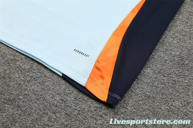 24/25 Real Madrid Light Blue/Orange Half Zipper Jacket+Long Pants