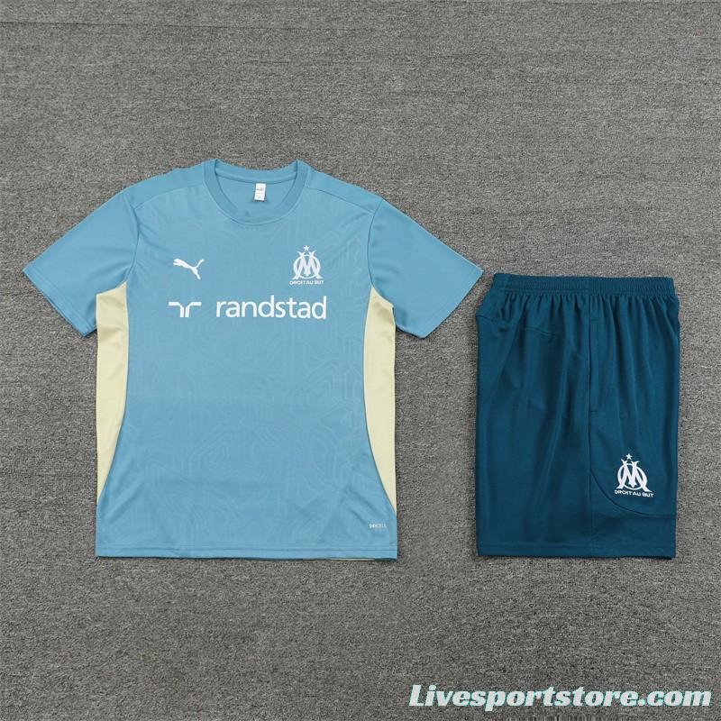 24/25 Olympique Marseille Blue Short Sleeve Jersey+Shorts