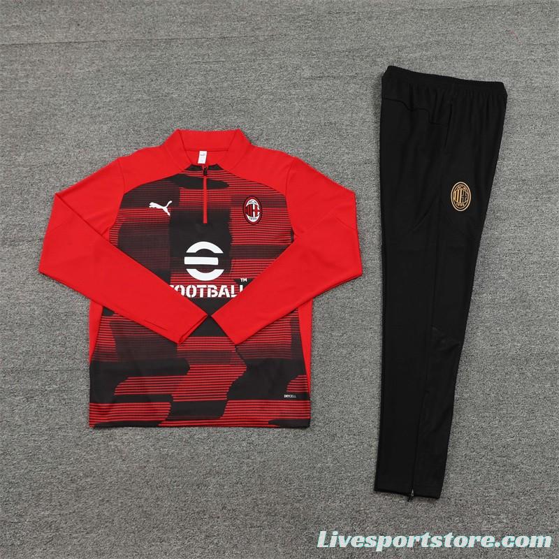 24/25 AC Milan Red Half Zipper Jacket+Long Pants