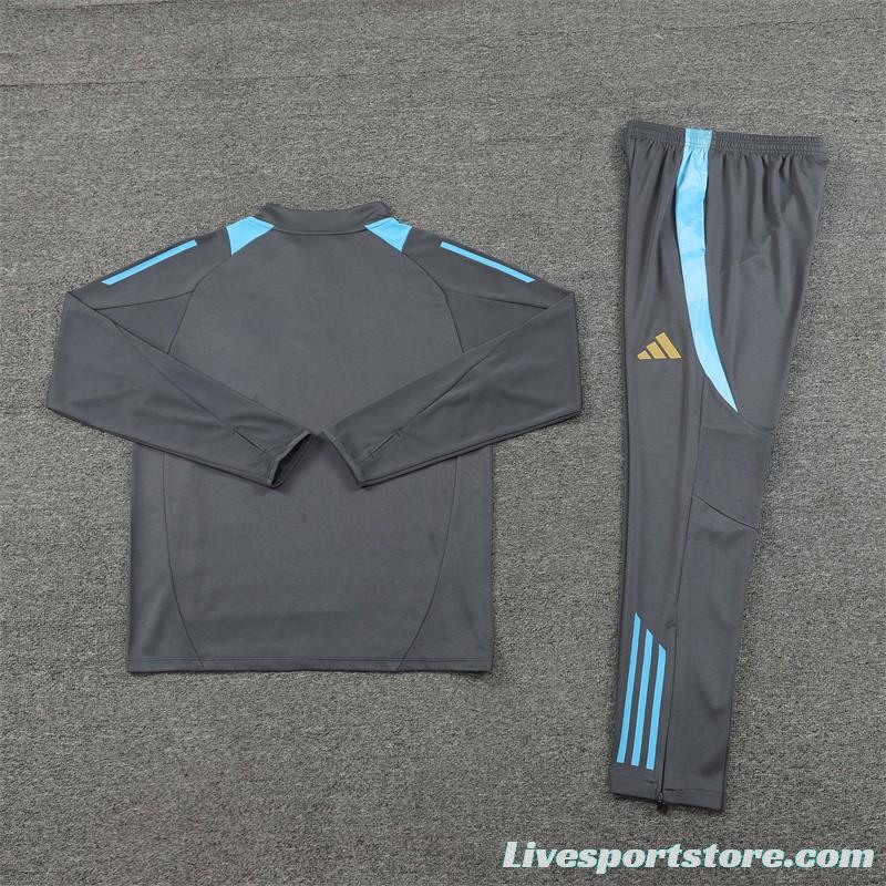 2024 Argentina Grey Half Zipper Jacket+Long Pants