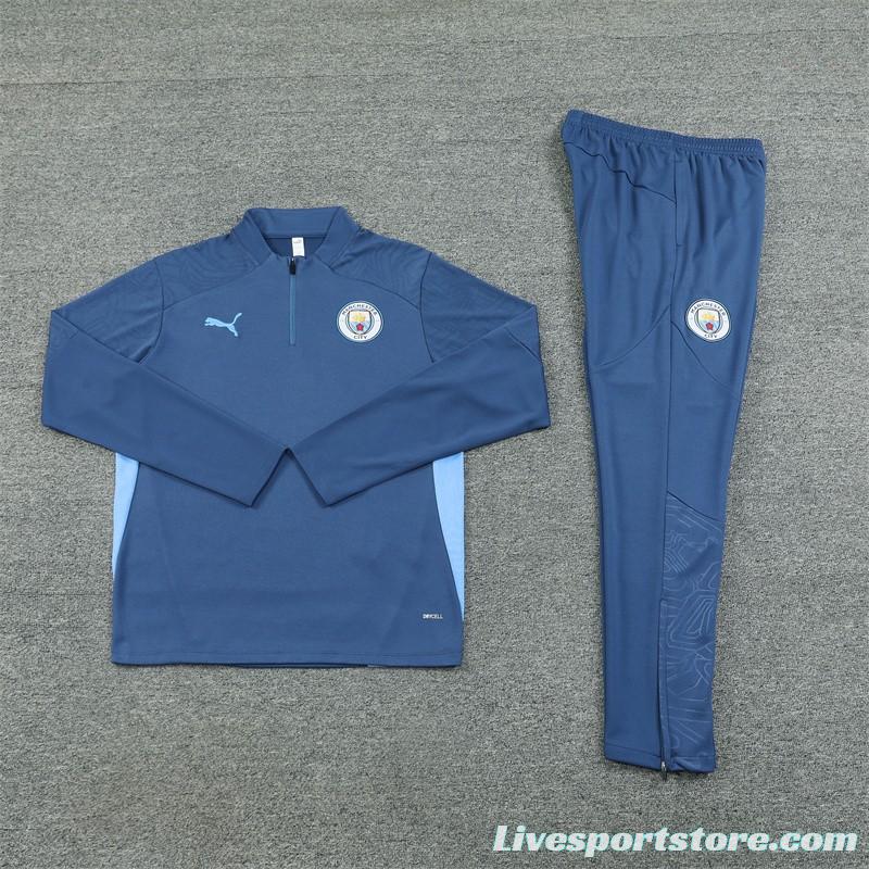 24/25 Manchester City Blue Half Zipper Jacket+Long Pants