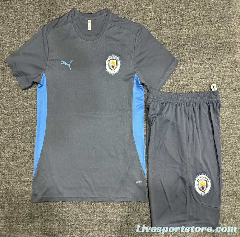 24/25 Kids Manchester City Blue White Short Sleeve Jersey+Shorts