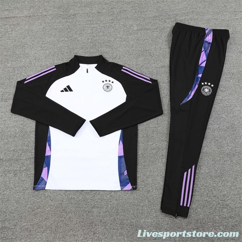 2024 Germany Black/White Half Zipper Jacket+Long Pants