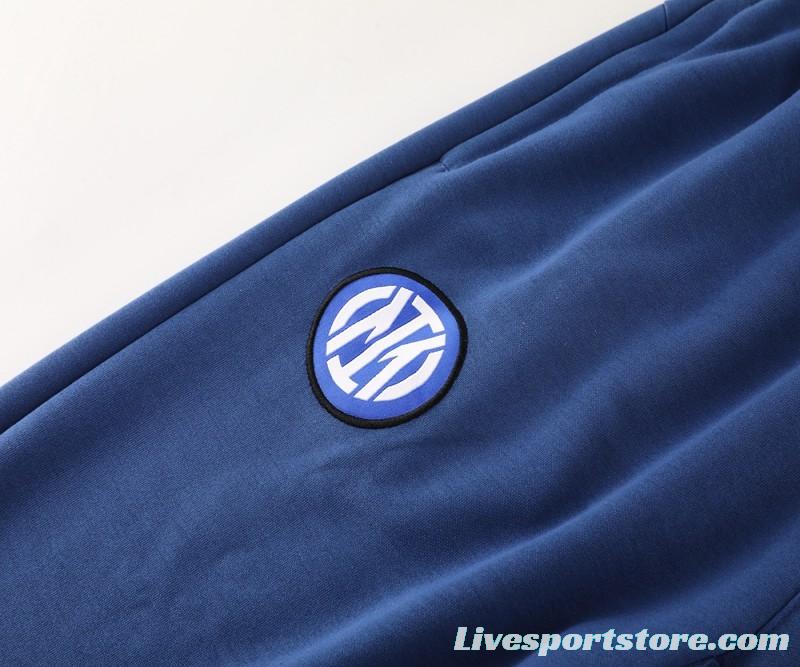 24/25 Inter Milan Blue Hoodie Full Zipper Jacket +Long Pants