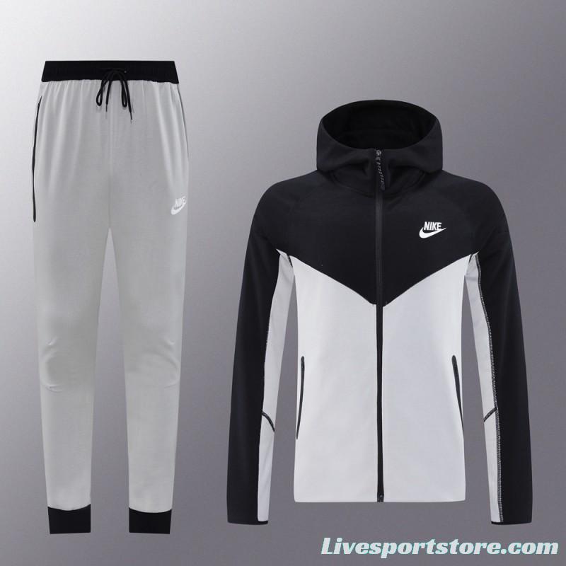 2024 NIKE Sports White/Black Full Zipper Jacket +Long Pants