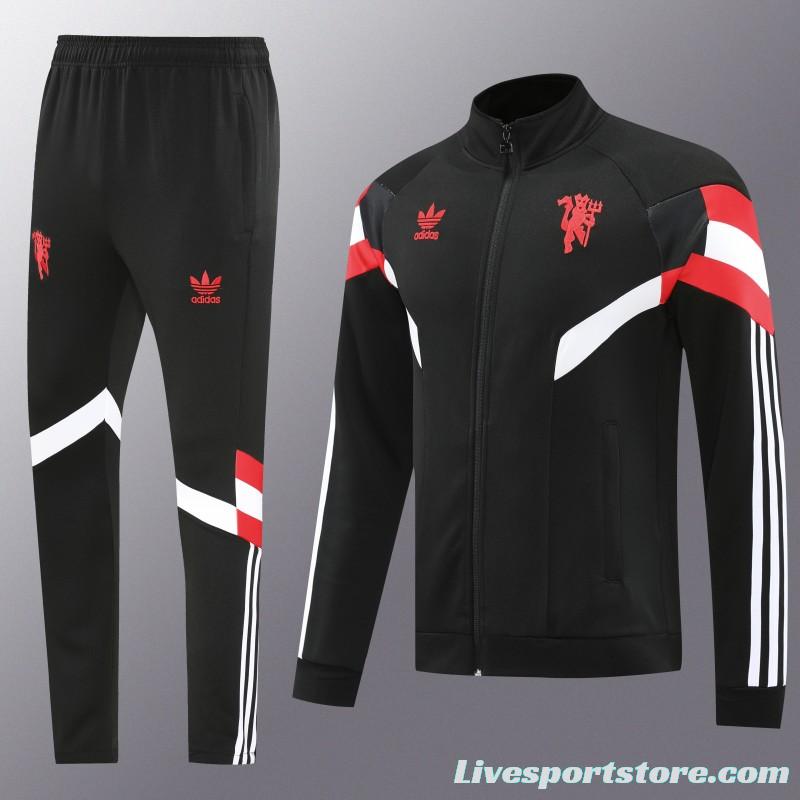 24/25 Manchester United Black Full Zipper Jacket +Long Pants