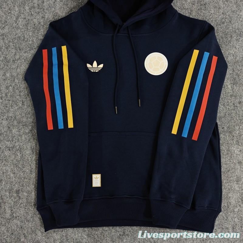 2024 Colombia 120th Black/Navy/Grey/Beige/White Hoodie With Golden Badge