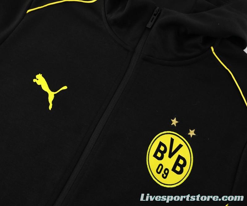 24/25 Borussia Dortmund Black Hoodie Full Zipper Jacket +Long Pants