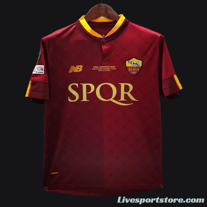 22/23 AS Roma Home Jersey Final Budapest Jersey  With Full Patches