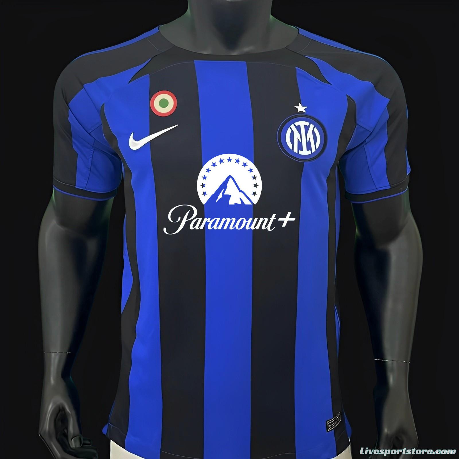 22/23 Inter Milan Home Jersey With Paramount Plus Sponsor