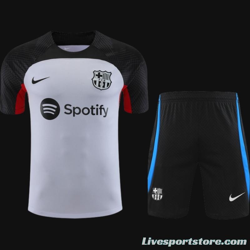 23-24  Barcelona Grey Black Short Sleeve Jersey+Shorts