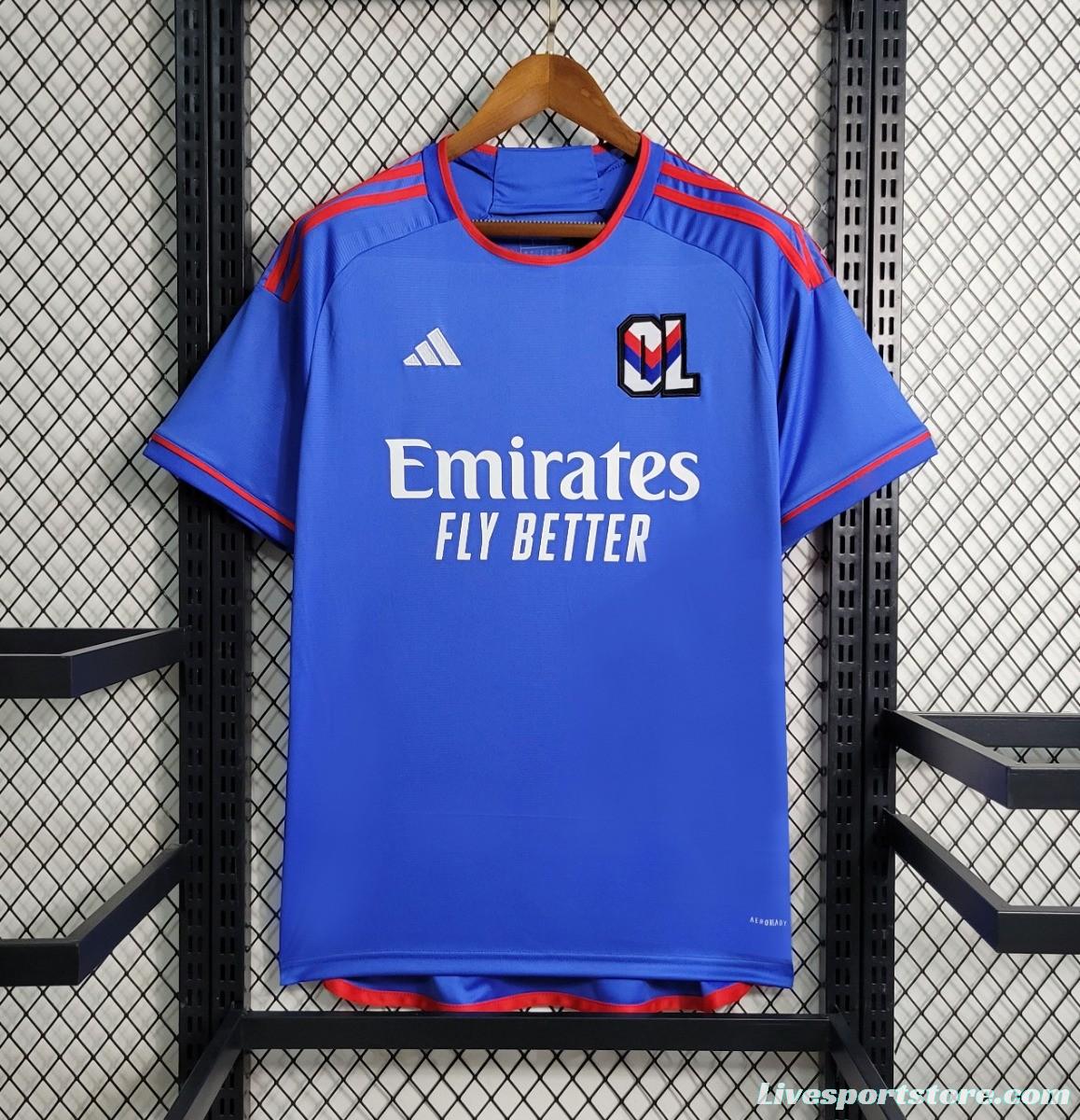 23/24 Olympique Lyonnais Away Blue Jersey