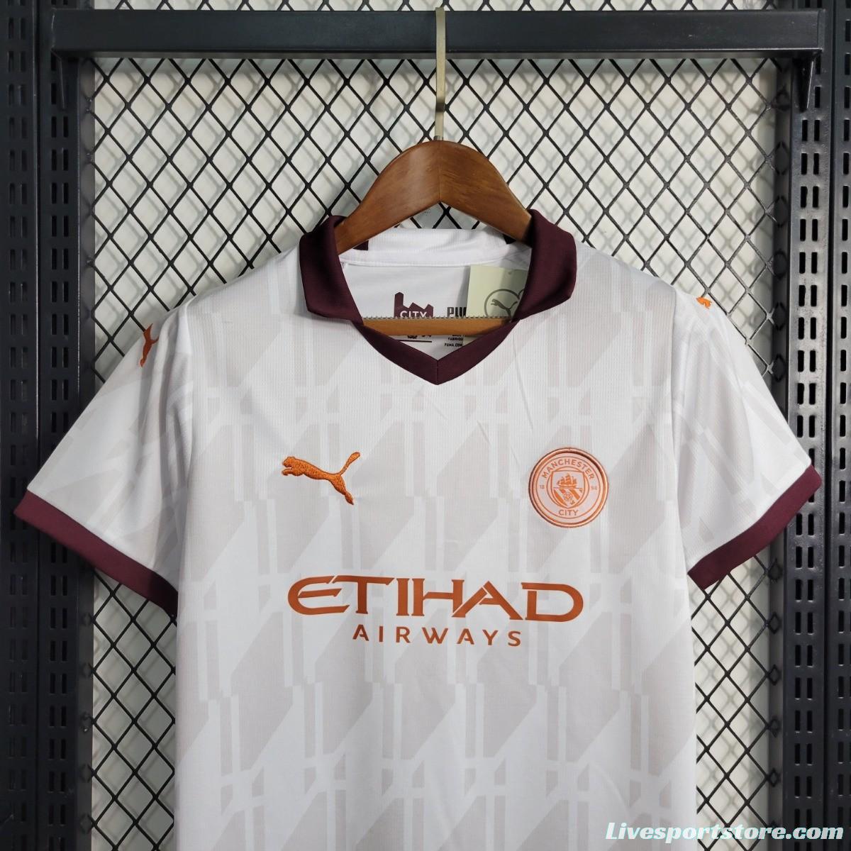 23/24 Kids Manchester City Away White Jersey