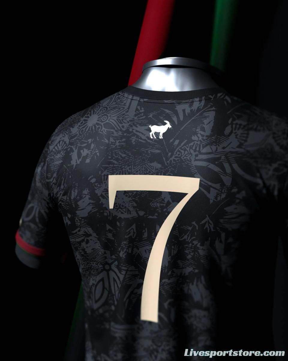 Player Version 2023 Portugal Black Comma Football THE SIU Ronaldo JERSEY