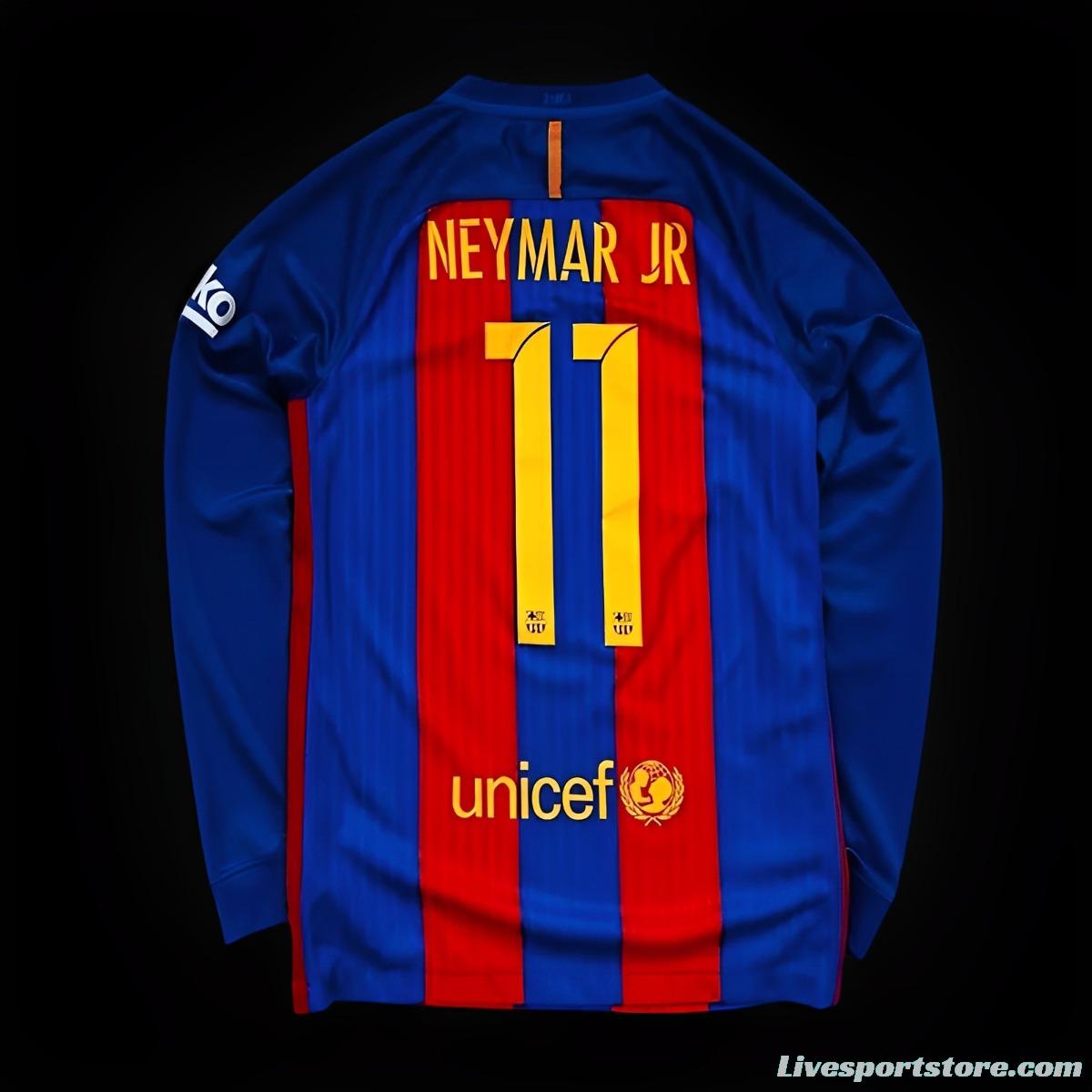 Retro 16/17 Barcelona Home Long Sleeve Jersey