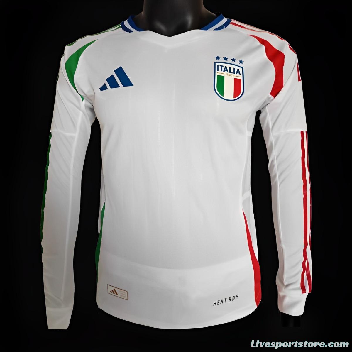 Player Version 2024 Italy Away White Long Sleeve Jersey