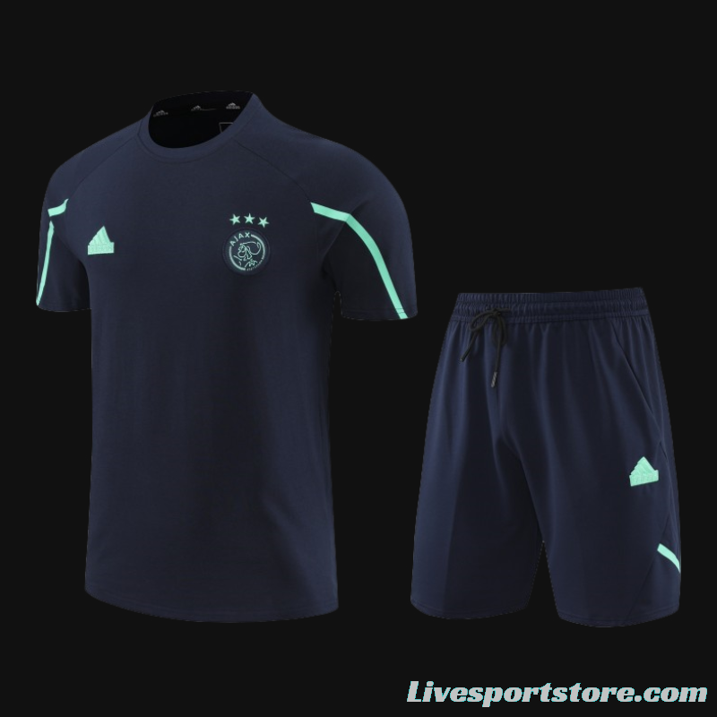 23/24 Ajax Navy Cotton Short Sleeve Jersey+Shorts