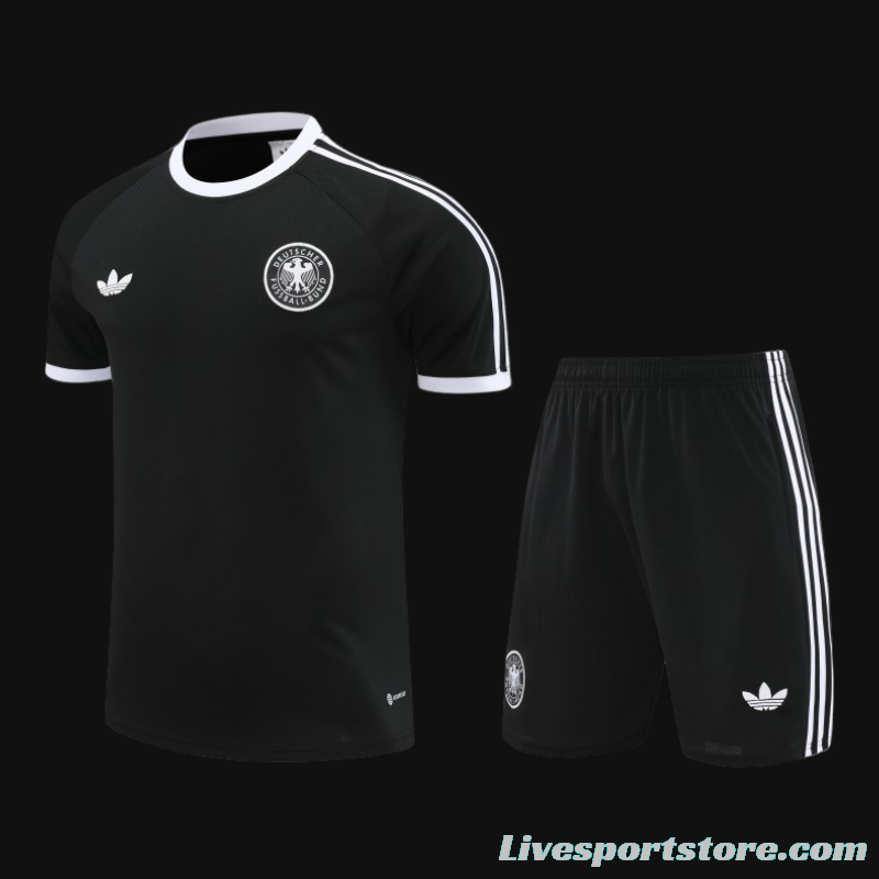 2024 Germany Black Cotton Short Sleeve Jersey+Shorts