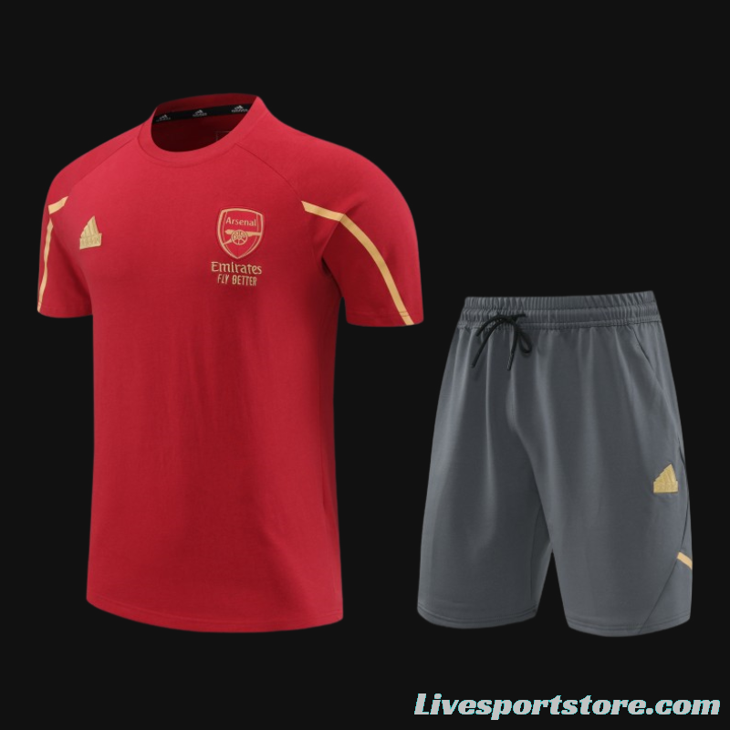 23/24 Arsenal Red Cotton Short Sleeve Jersey+Shorts