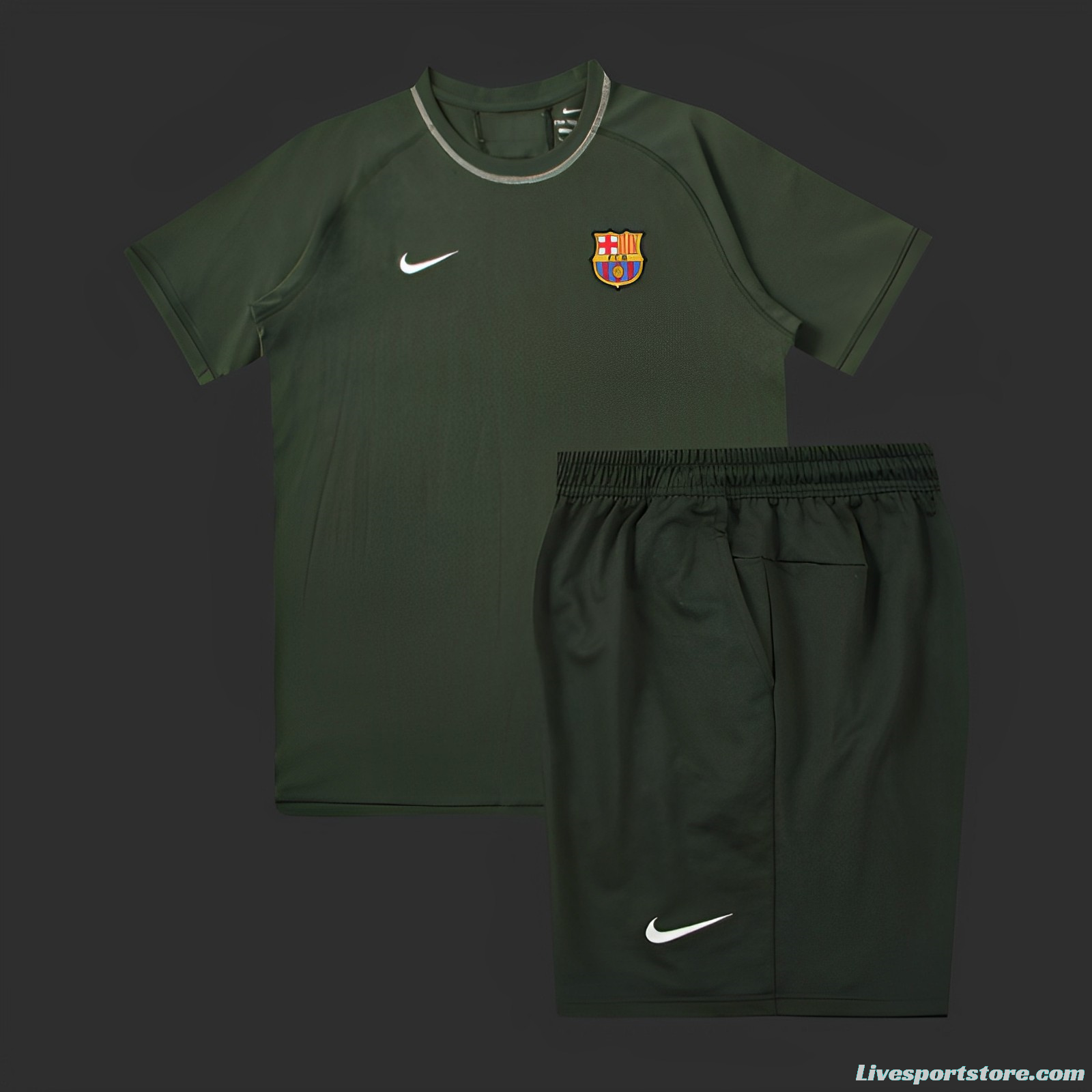 23/24 Barcelona Dark Green Cotton Short Sleeve Jersey+Shorts