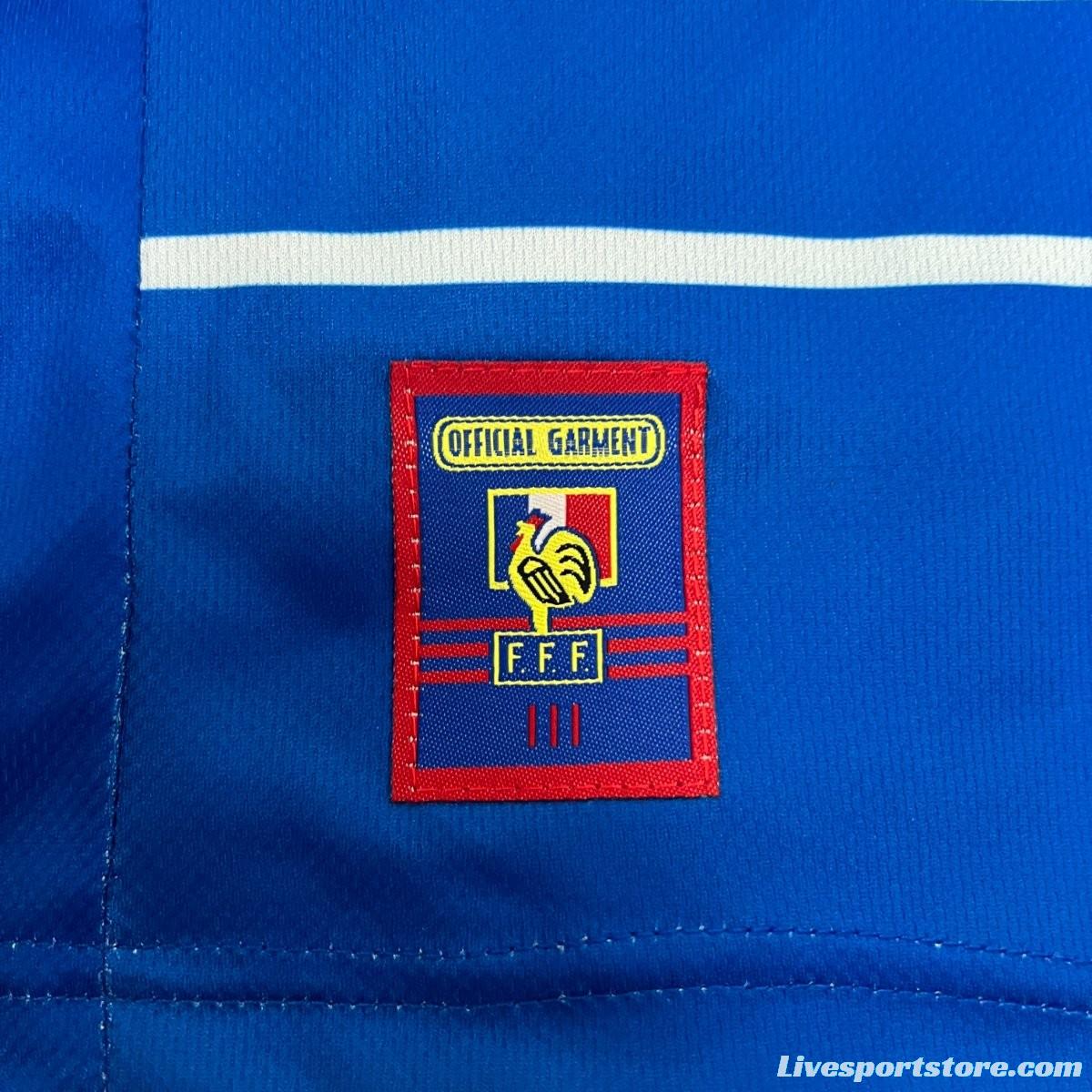 Retro 1998 Kids France Home Jersey