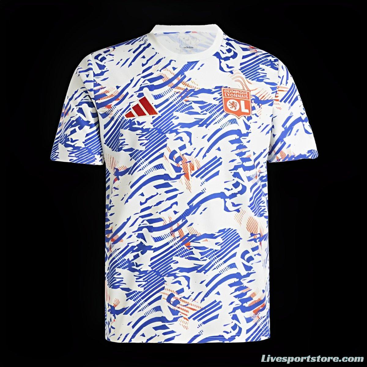 24/25 Olympique Lyon Abstract Blue Orange Pre-match Jersey