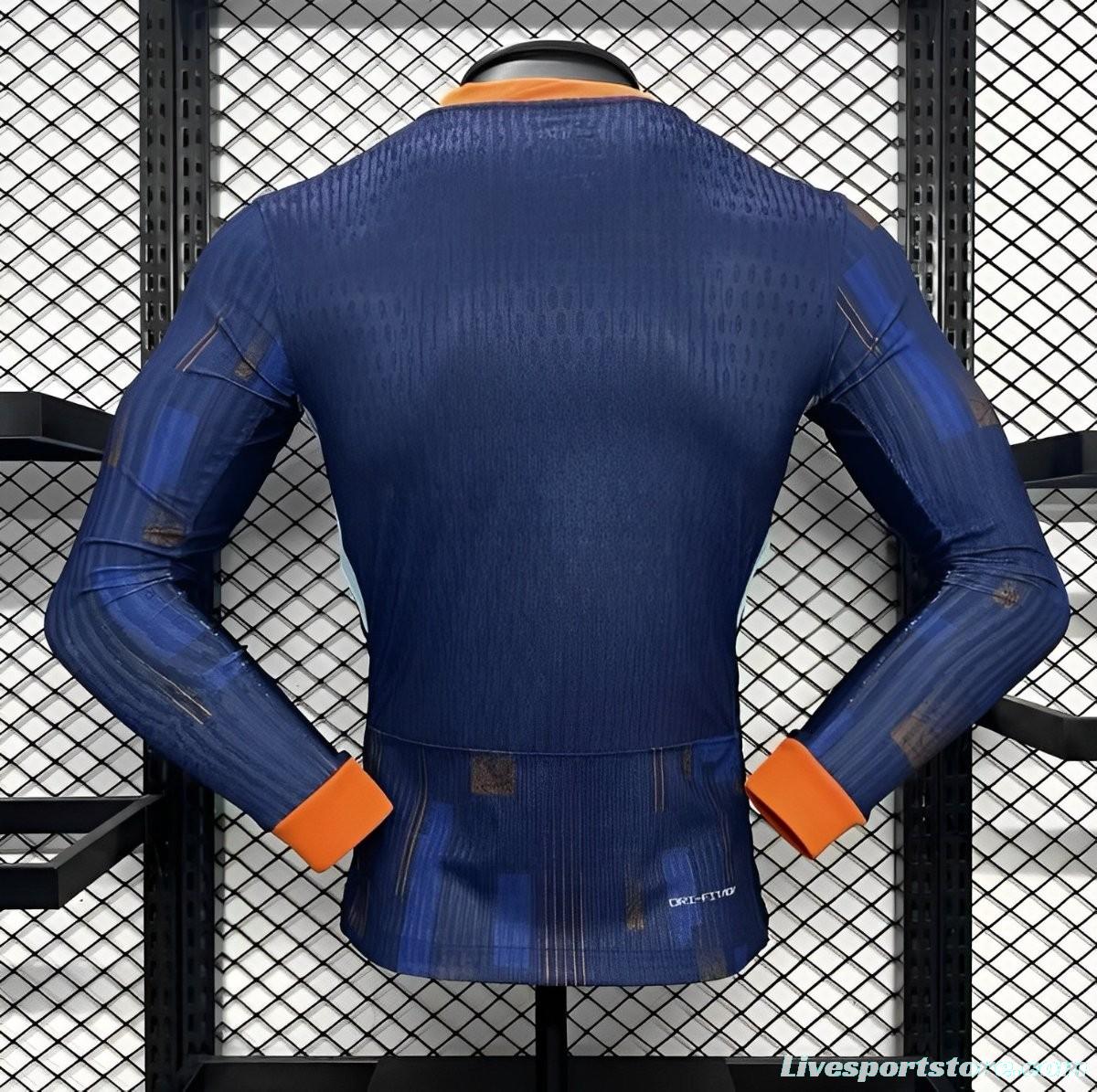 Player Version 2024 Netherlands Away Long Sleeve Jersey