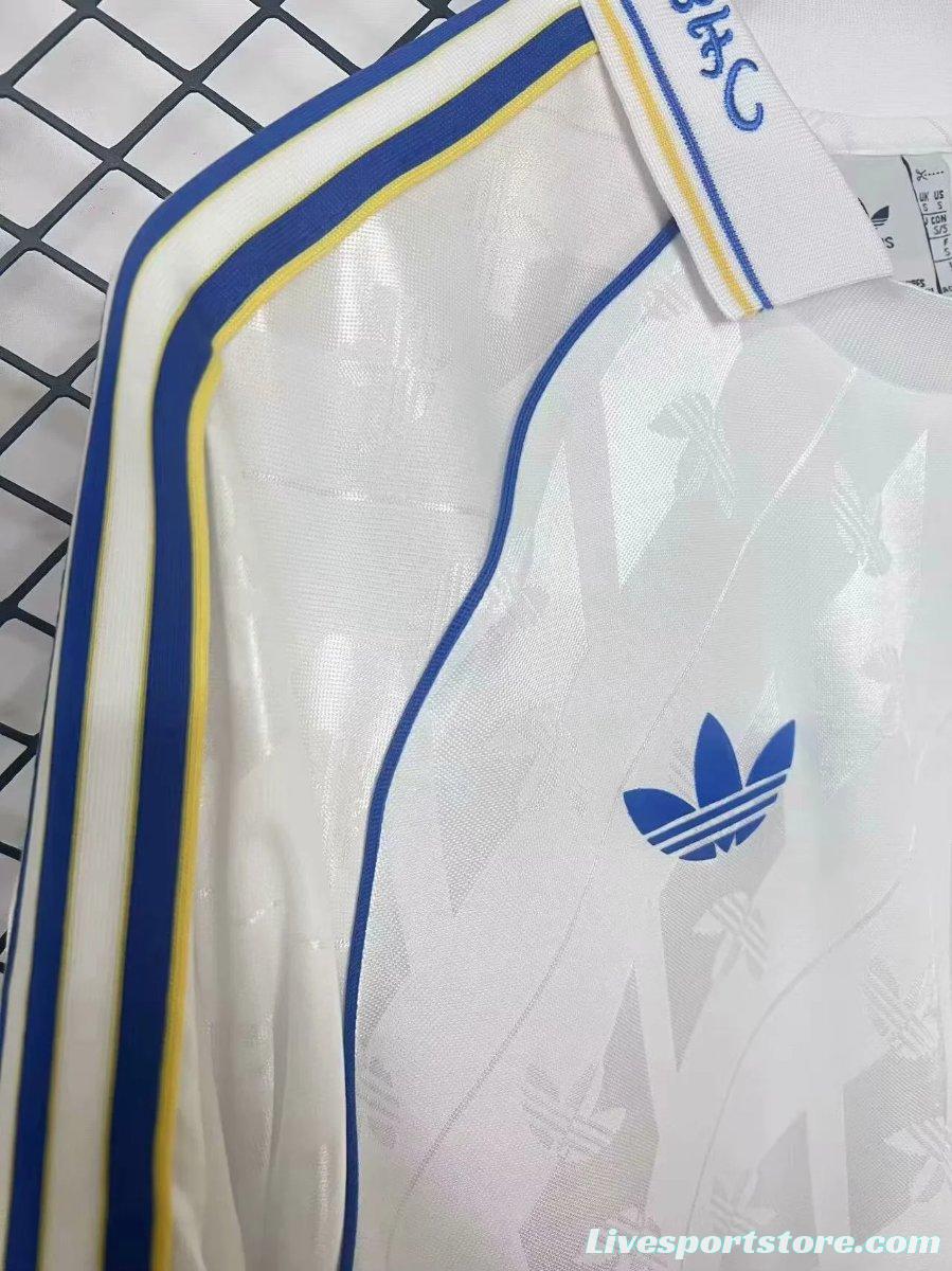 24/25 Leeds United  Adidas LFSTR Retro Long Sleeve White Jersey