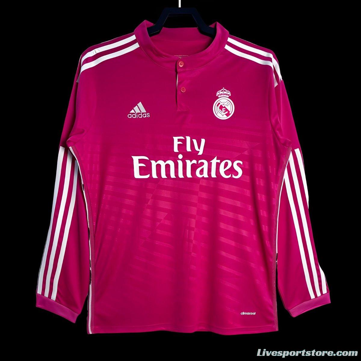 Retro 14/15 Real Madrid Away Pink Long Sleeve Jersey