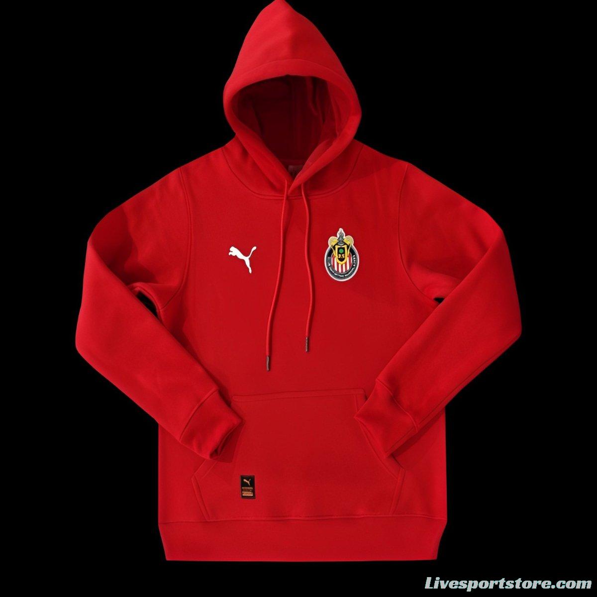 24/25 Chivas Guadalajara Navy/Red/Black/Beige/Grey Hoodie WIth Black Badge